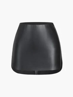 Faux Leather Zippered Mini Skirt Skirts|Bottoms