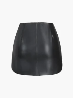 Faux Leather Zippered Mini Skirt Skirts|Bottoms
