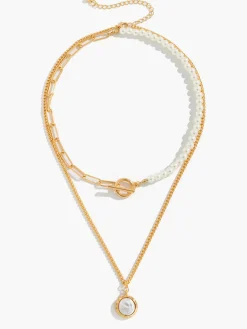 Sale Faux Pearl Disc Pendant Necklace Necklaces|Accessories