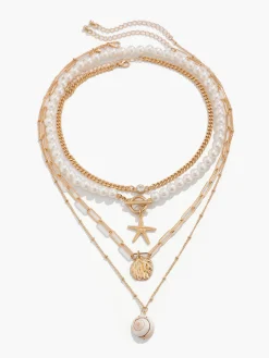 Faux Pearl Shell Beach Style Necklace Necklaces|Accessories