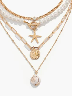 Faux Pearl Shell Beach Style Necklace Necklaces|Accessories