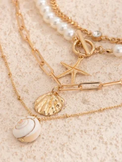 Faux Pearl Shell Beach Style Necklace Necklaces|Accessories