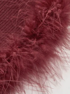 Feather Trim Wool-Blend Slim Sweater Sweater Tops|Sweaters & Cardigans
