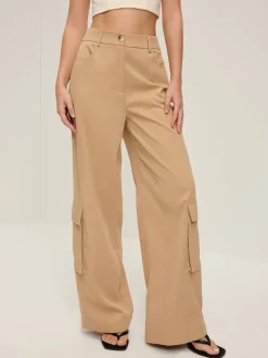 Outlet Flap Pockets Wide-Leg Pants Pants|Bottoms