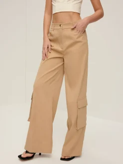 Outlet Flap Pockets Wide-Leg Pants Pants|Bottoms