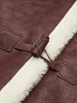 Sale Fleece Lined Faux Leather Lapel Coat Outerwear|Coats