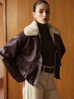 Hot Fleece Lined Faux Leather Zipper Coat Outerwear|Coats