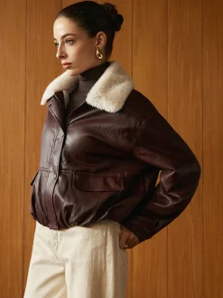 Hot Fleece Lined Faux Leather Zipper Coat Outerwear|Coats