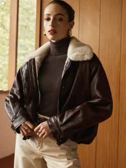 Hot Fleece Lined Faux Leather Zipper Coat Outerwear|Coats