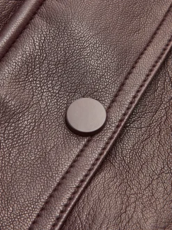 Hot Fleece Lined Faux Leather Zipper Coat Outerwear|Coats