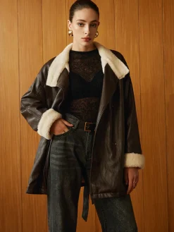 New Fleecing PU Leather Belted Jacket Outerwear|Jackets
