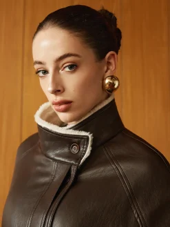 New Fleecing PU Leather Belted Jacket Outerwear|Jackets