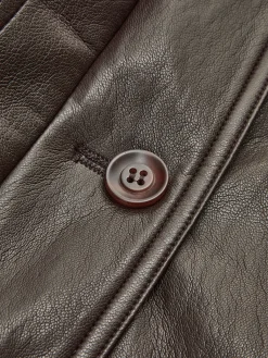 New Fleecing PU Leather Belted Jacket Outerwear|Jackets