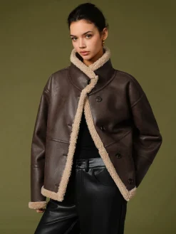 Online Fleecing PU Leather Warm Jackets Outerwear|Jackets