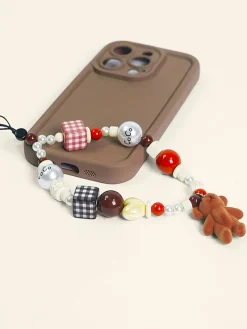 New Flocked Bear Doll Bead Phone Lanyard Accessories
