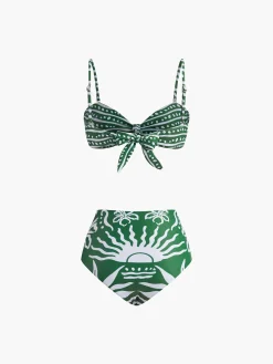 Outlet Floral Adjustable Strap Bikini Set Swimwear|Tops