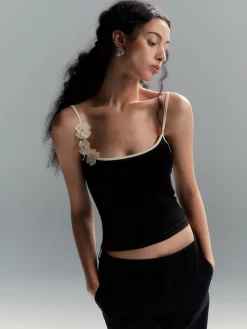 New Floral Contrast Trim Bodycon Cami Top Tank Tops & Camis|Tops