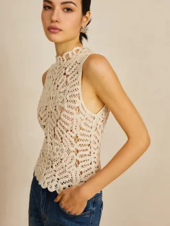 Sale Floral Crochet Hollow Out Sweater Vest Sweater Vests|Sweaters & Cardigans