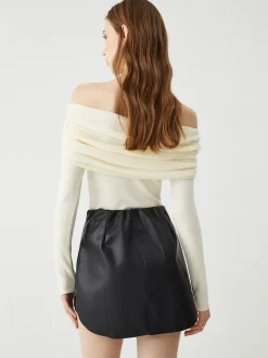 Discount Floral Detail Overfold Off-Shoulder Knit Top Sweater Tops|Sweaters & Cardigans