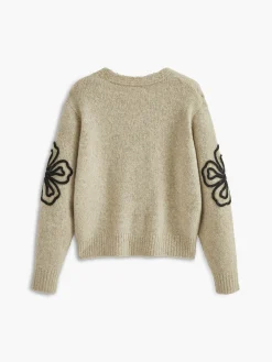 Floral Detail V-Neck Cardigan Cardigans|Sweaters & Cardigans