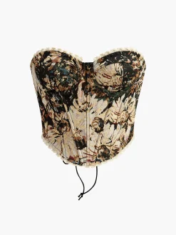 New Floral Drawstring Corset Corset Tops|Tops