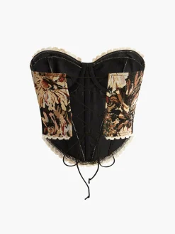 New Floral Drawstring Corset Corset Tops|Tops