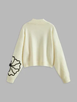 Online Floral Embroidered Knit Top Sweater Tops|Sweaters & Cardigans