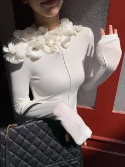Discount Floral Embroiled Piping Blouse Blouses & Shirts|Tops