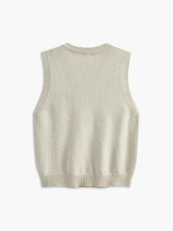 Best Floral Embroiled Pockets Knit Vest Outerwear|Vests