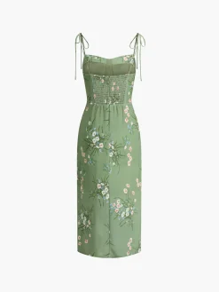 Hot Floral Halter Chiffon Midi Dress Casual Dresses|Floral Dresses