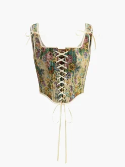 Online Floral Jacquard Drawstring Blouse Blouses & Shirts|Tops