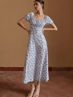 Hot Floral Knotted Split Long Dress Casual Dresses|Floral Dresses