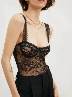Best Floral Lace Bustier Bodysuit Bodysuits|Bodysuits