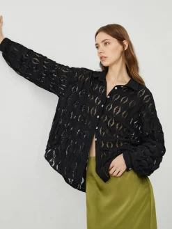Discount Floral Lace Button Up Shirt Blouses & Shirts|Tops