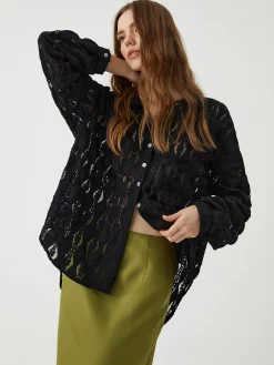Discount Floral Lace Button Up Shirt Blouses & Shirts|Tops