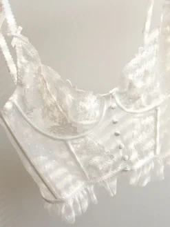 Clearance Floral Lace Mesh Corset Crop Top Corset Tops|Crop Tops