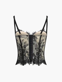 Sale Floral Lace Semi-sheer Corset Corset Tops|Tops