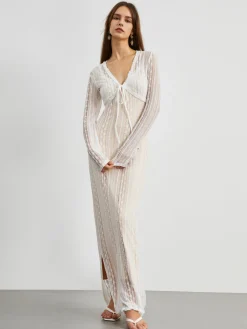 Hot Floral Lace Textured Bolero Two Piece Long Dress Black Dresses|Casual Dresses