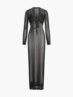 Hot Floral Lace Textured Bolero Two Piece Long Dress Black Dresses|Casual Dresses
