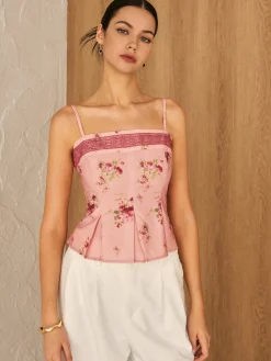 Discount Floral Lace Trim Cami Top Tank Tops & Camis|Tops