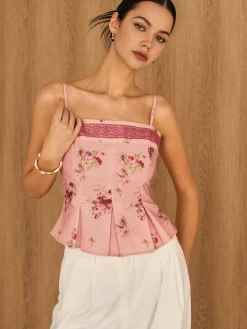 Discount Floral Lace Trim Cami Top Tank Tops & Camis|Tops