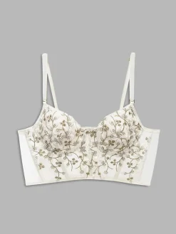 Online Floral Mesh Lace Crop Corset Top Corset Tops|Crop Tops