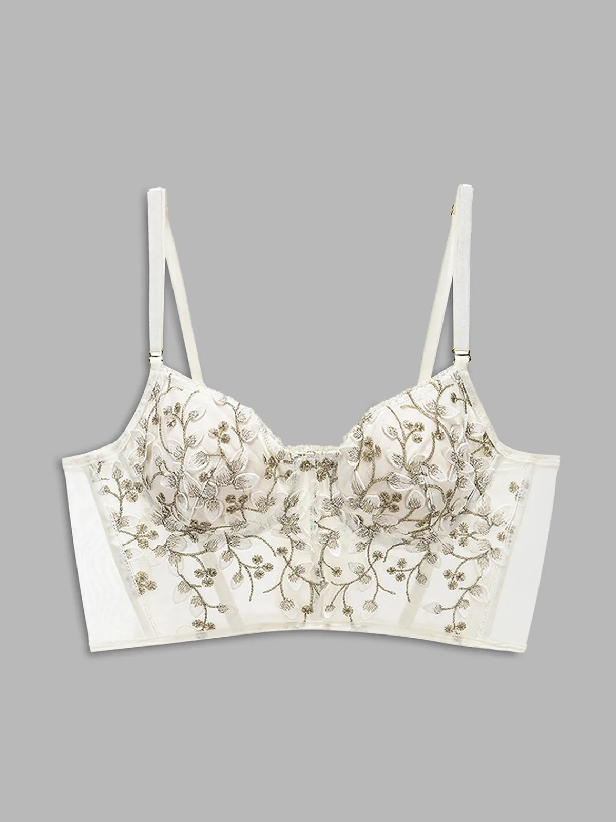 Online Floral Mesh Lace Crop Corset Top Corset Tops|Crop Tops