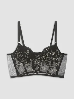 Online Floral Mesh Lace Crop Corset Top Corset Tops|Crop Tops