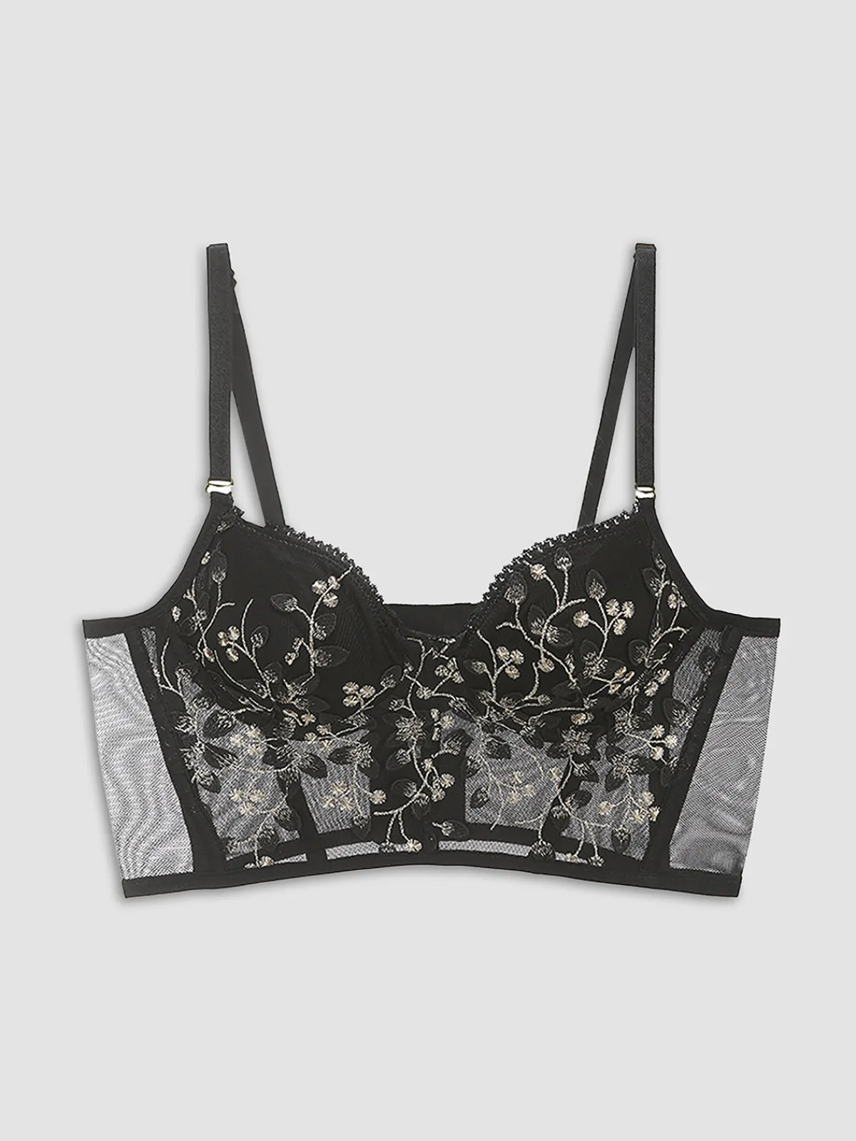 Online Floral Mesh Lace Crop Corset Top Corset Tops|Crop Tops