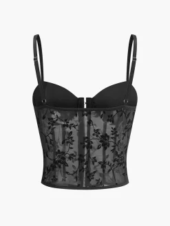 Hot Floral Mesh Structured Corset Corset Tops|Tops