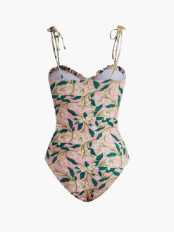 Online Floral One Piece Swimsuit Swimwear|Tops