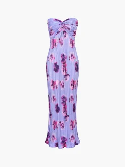 Best Floral Plisse Twist Tube Long Dress Floral Dresses|Vacation Dresses