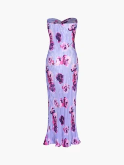 Best Floral Plisse Twist Tube Long Dress Floral Dresses|Vacation Dresses