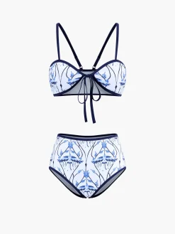 Discount Floral Print Knotted Bikini Set Swimwear|Tops